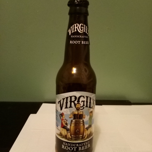 Virgil's Handcrafted Root Beer 9" Brown Glass Empty Bottle with Cap - Picture 1 of 16